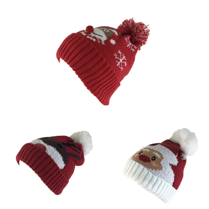Unisex Cartoon Style Cute Santa Claus Elk Eaveless Wool Cap