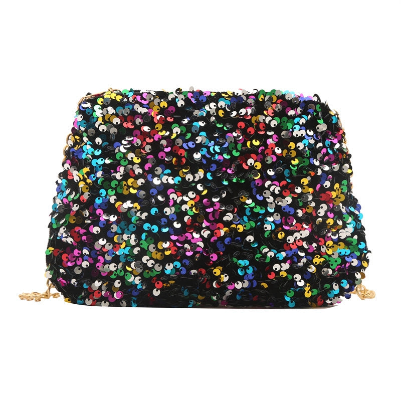 Women's Sequin Multicolor Solid Color Streetwear Square Zipper Shoulder Bag