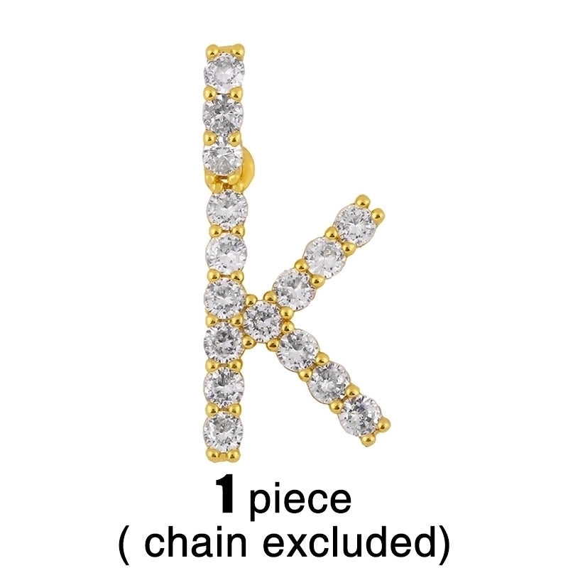 Copper Tennis Chain Inlaid Zircon Letter Necklace