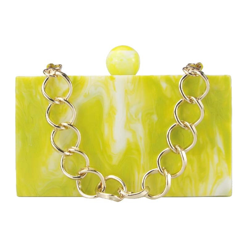 Pink Sky Blue Yellow Arylic Marble Square Evening Bags