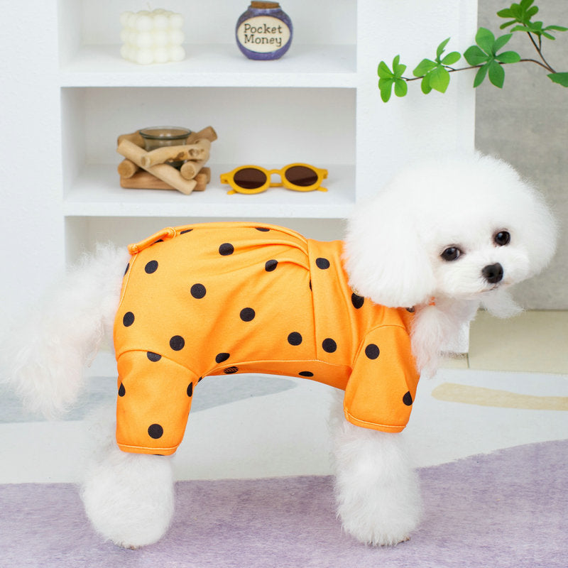 Belly Protecting Polka Dot Dog Jumpsuits