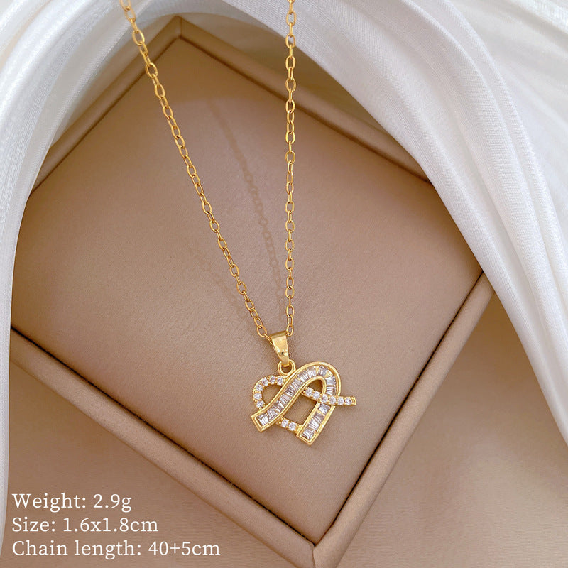Minimalist Geometric Titanium Steel Diamond Inlay Necklaces