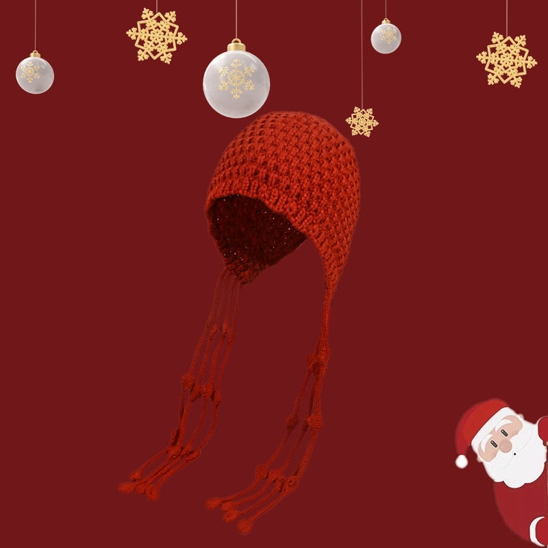 Women's Casual IG Style Lattice Solid Color Elk Knit Scarf Hat Beanie Hat