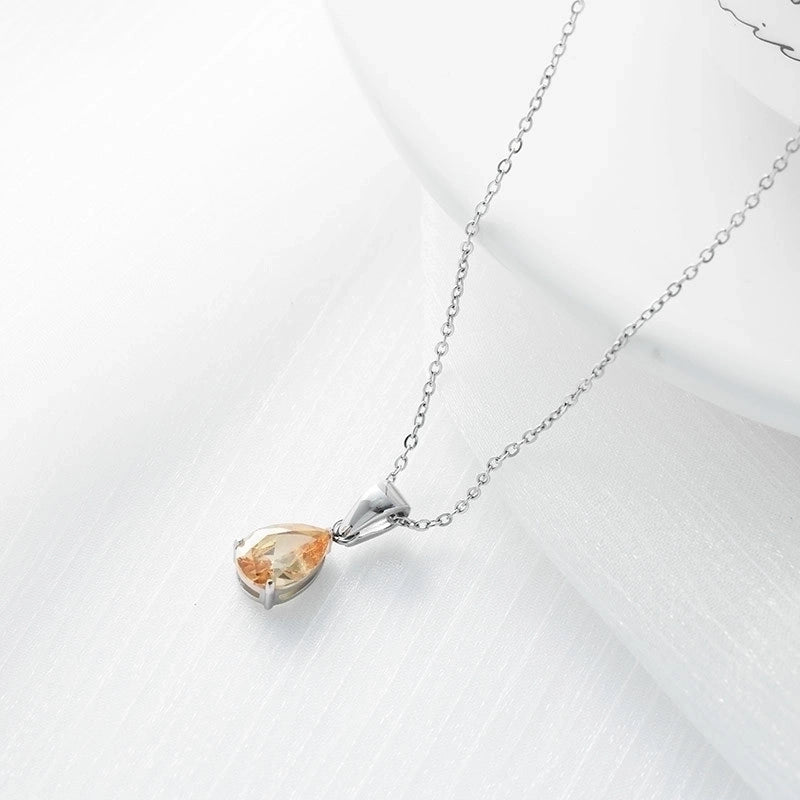 2 Pieces Fashion Water Droplets 304 Stainless Steel Zircon White Gold Plated Gold Plated Inlay Necklace
