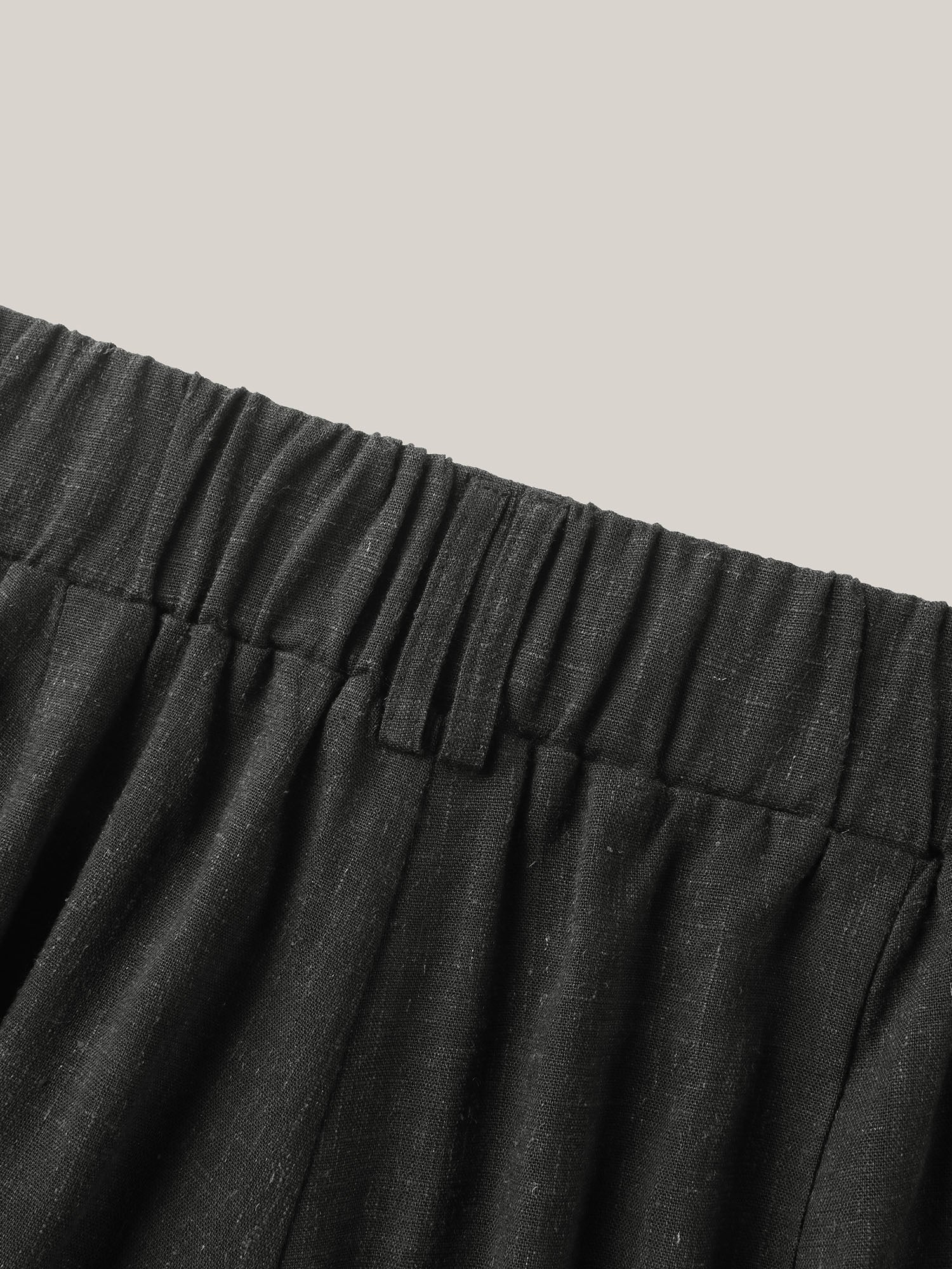 Rayon-Linen Pleated Straight-Leg Pants