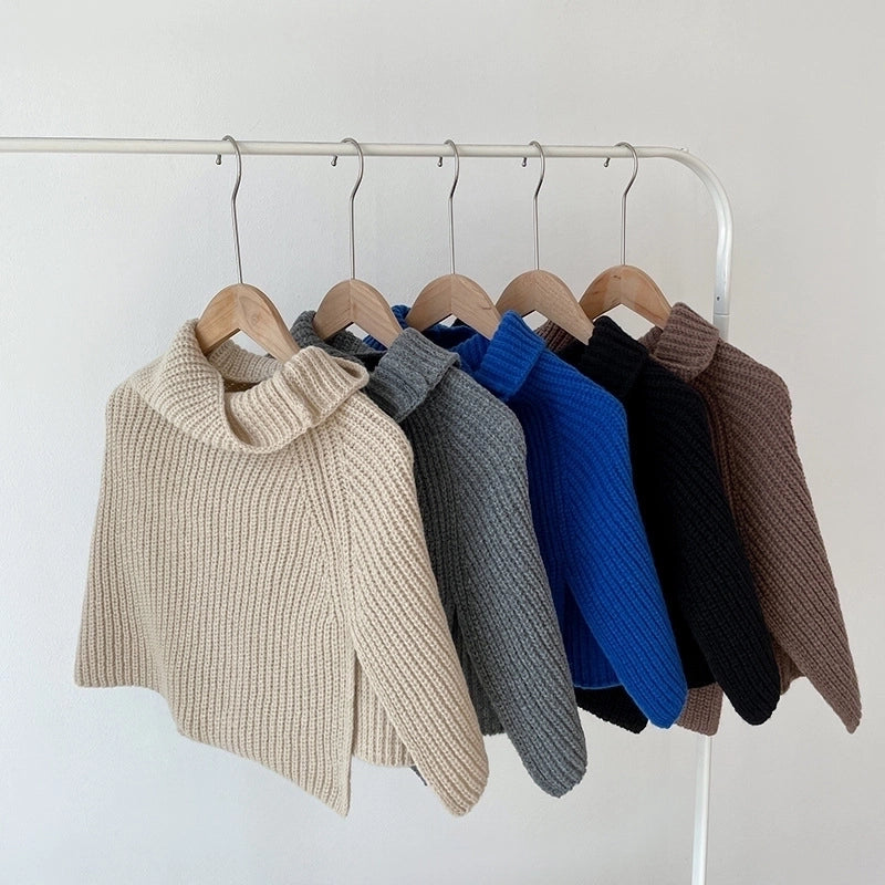 Autumn And Winter  Solid Color Warm Pullover Scarf High Collar Split Scarf Knitted Wool Simple Shawl