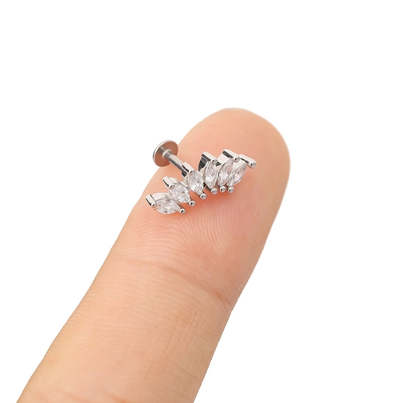 1 Piece Lip Rings Minimalist Classic Style Heart Shape Crown 316L Stainless Steel  Plating Inlay Zircon K Gold Plated Lip Rings Ear Cartilage Rings & Studs