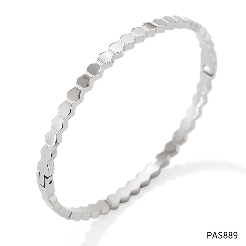 Minimalist Classic Style Geometric Stainless Steel Plating Inlay Zircon Bangle