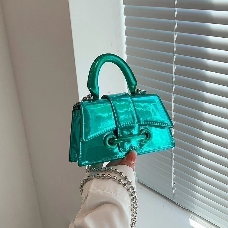 Women's Mini Pu Leather Solid Color Classic Style Magnetic Buckle Handbag