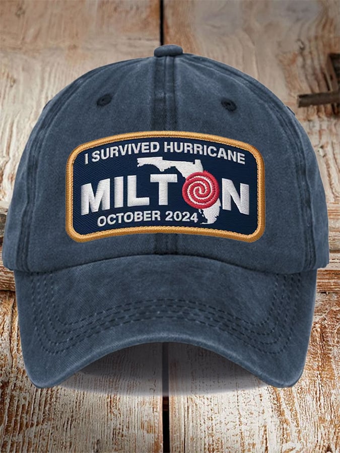 Unisex Distressed Washed Cotton I Survived Hurricane Milton Hat