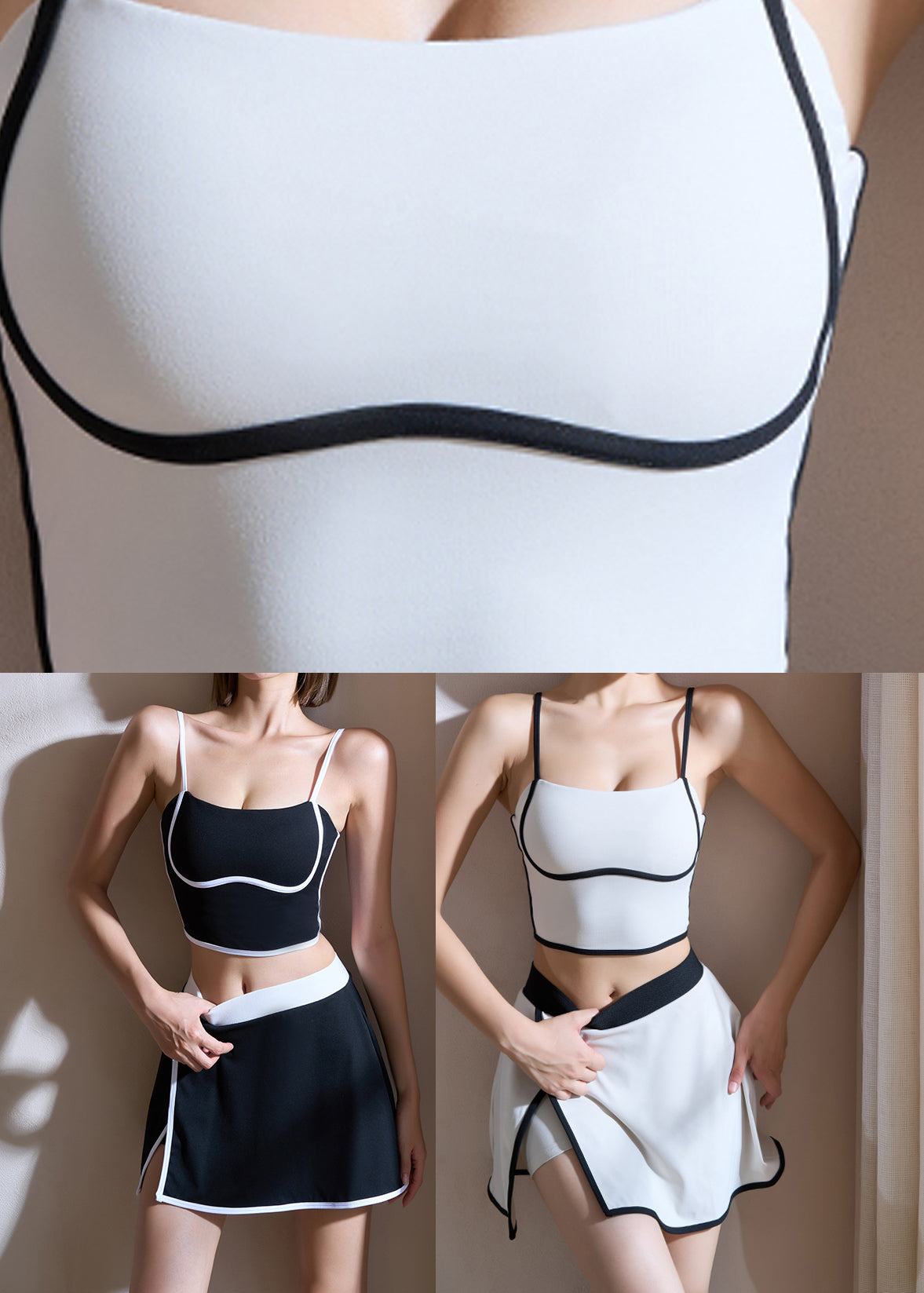 Casual Black Patchwork High Waist Sports Bra And Skirts Set Suit
