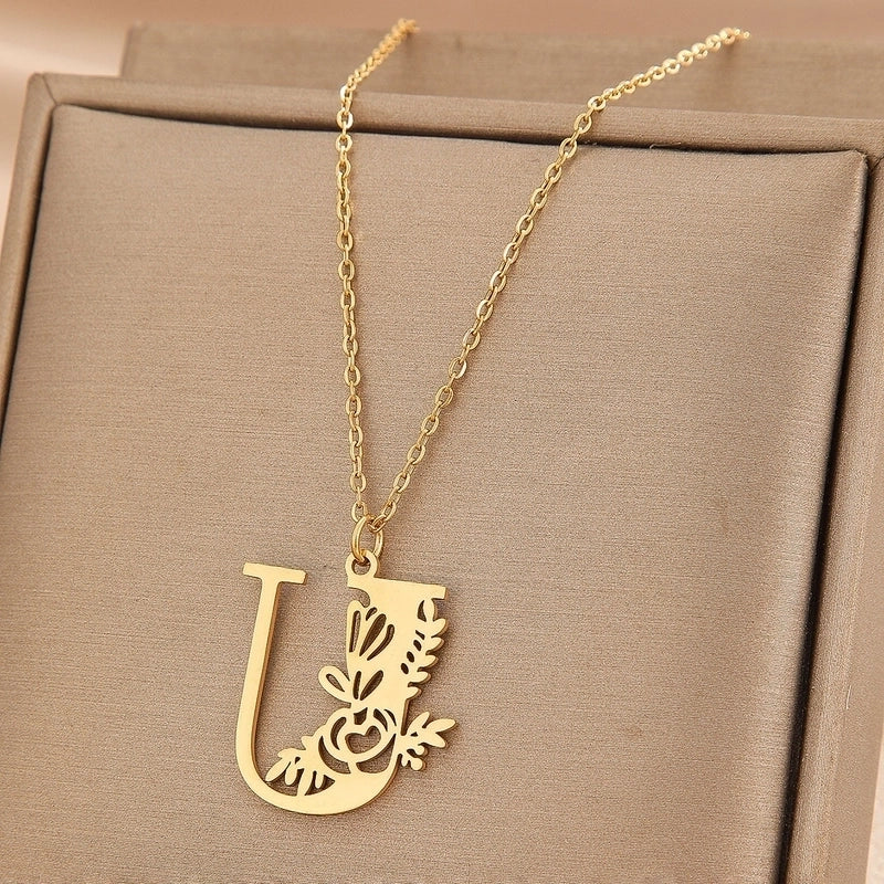 Basic Classic Style Letter Stainless Steel Plating Pendant Necklace