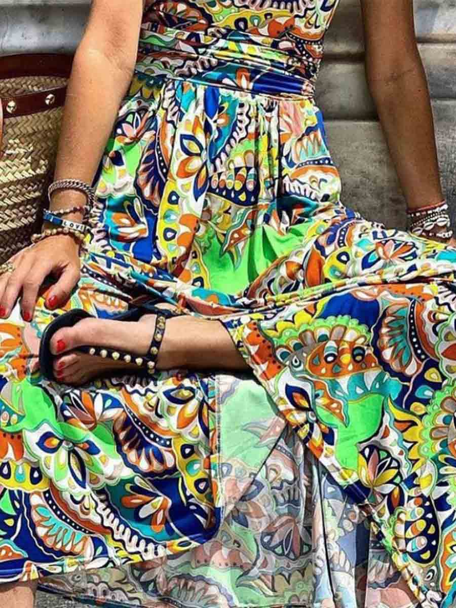 One-shoulder Sleeve Bohemian Dress