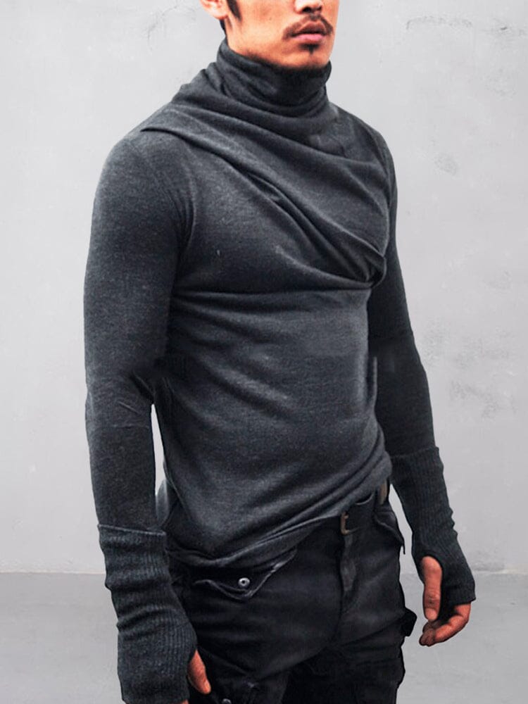 Stylish Stacked Collar Top with Gloves