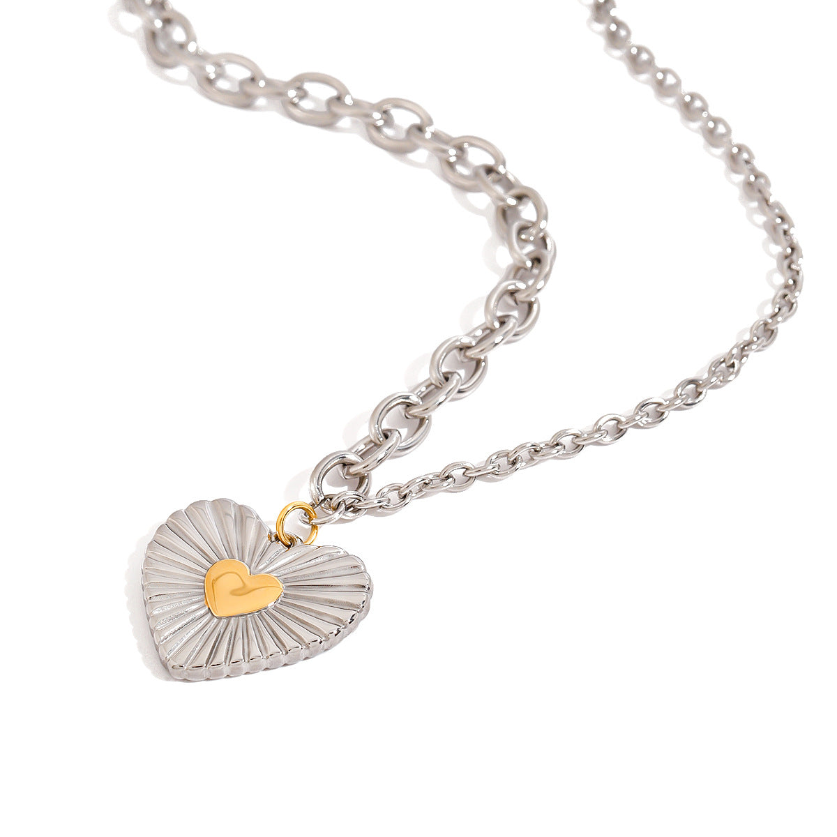 Love Heart Titanium Steel Necklace Jewelry Clavicle Chain Stainless Steel