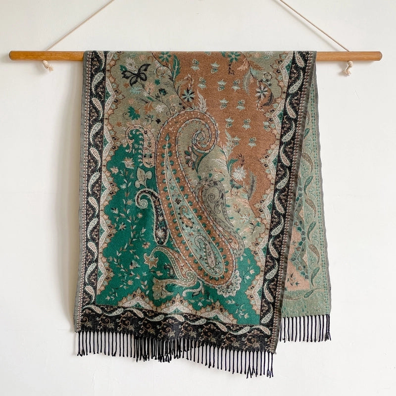 Unisex Ethnic Style Printing Imitation Cashmere Tassel Scarf
