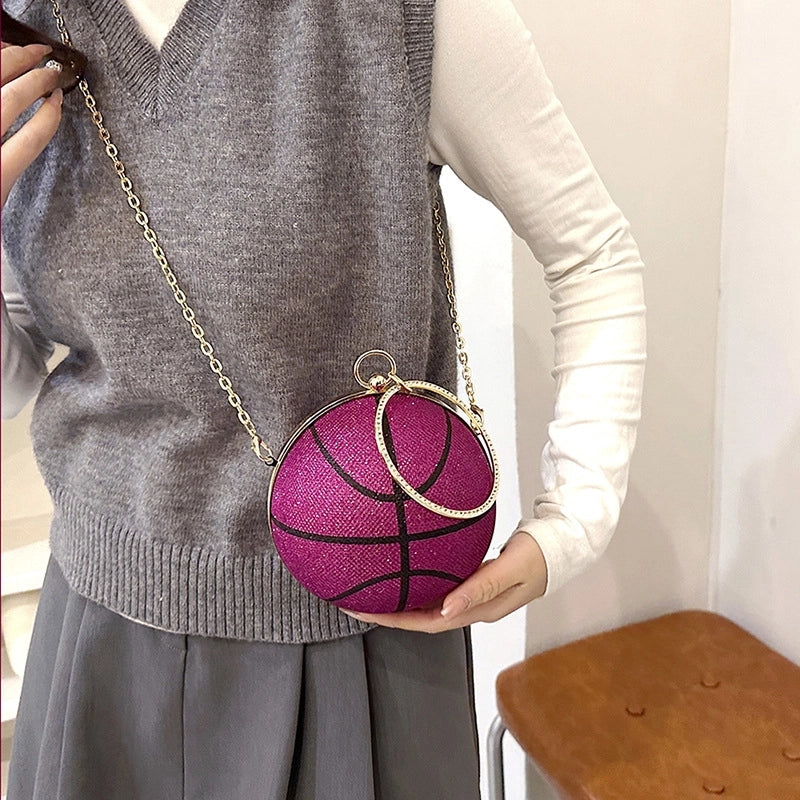 Women's Cloth Basketball Streetwear Round Lock Clasp Circle Bag Handbag Crossbody Bag