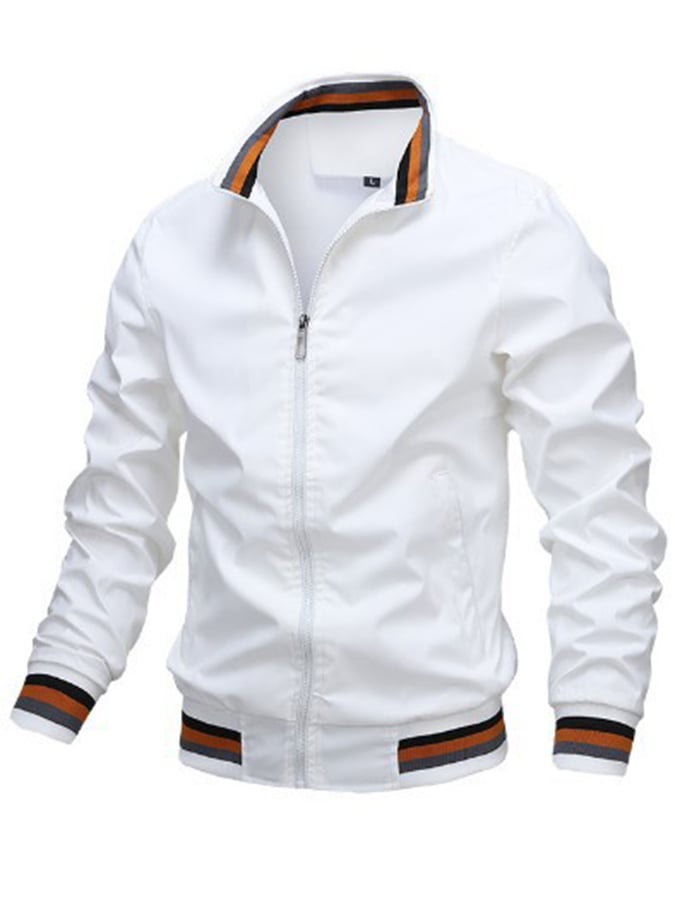 Men's Sports Fashion Slim Fit Standing Collar Waterproof Zipper Bomber Jacket