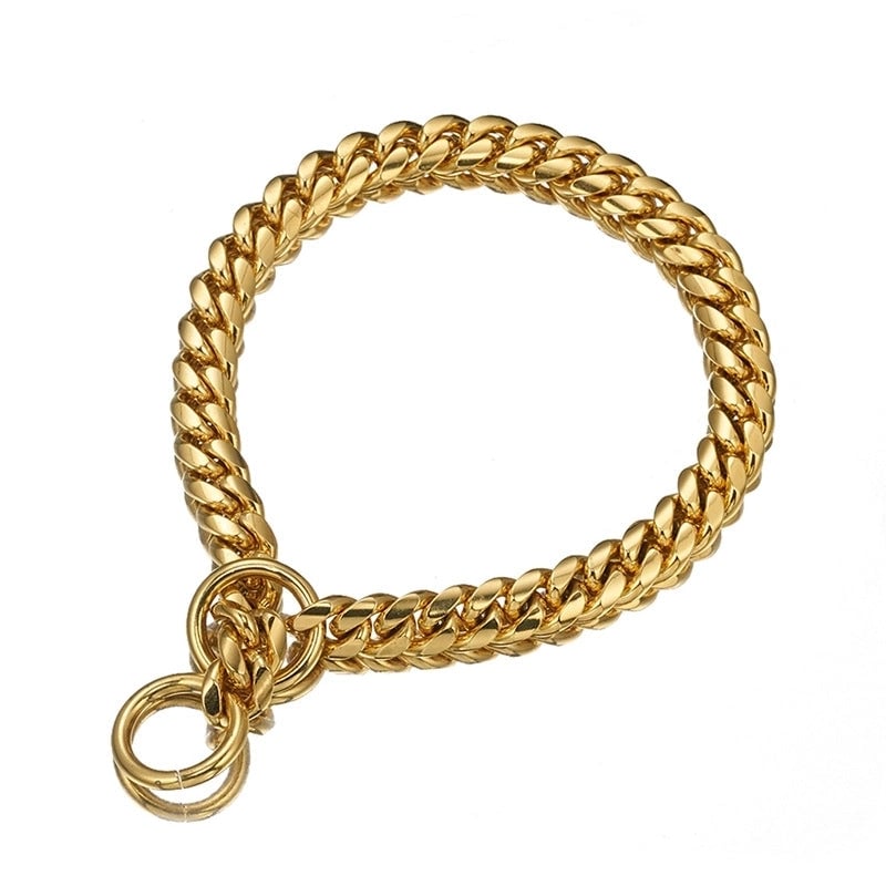 10mm Small And Medium-sized Pet Dog Chain Stainless Steel Titanium Steel Gold Cuban Chain Dog Collar Necklace Cat Chain One-piece Delivery