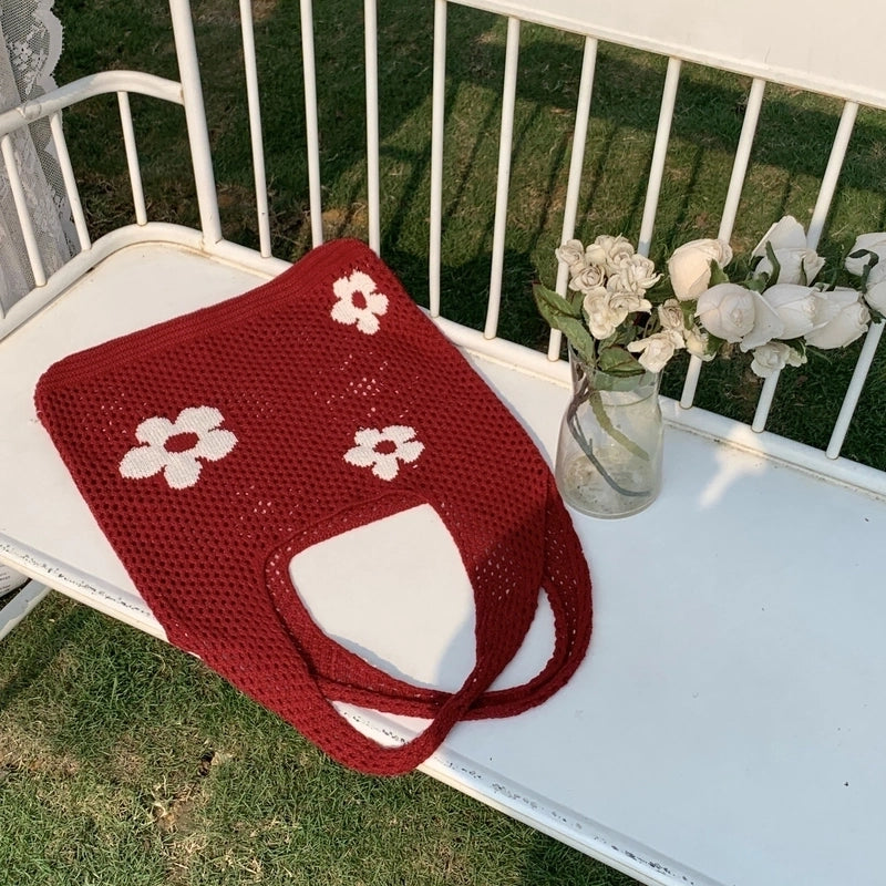 Women's Medium Polyester Flower Cute Square Open Handbag