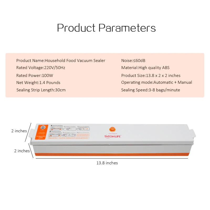 220V/110V Food Vacuum Sealer Including 15Pcs Bags