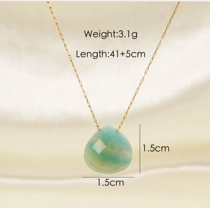 3 Pieces 304 Stainless Steel Natural Stone 14K Gold Plated Classic Style Plating Water Droplets Pendant Necklace