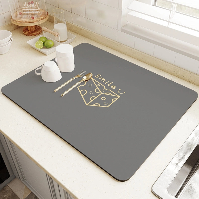 Cartoon Kitchen Table Diatom Mud Absorbent Mat Protective Desktop Tableware Anti-scald Insulation Mat Wear-resistant Kitchen Draining Mat