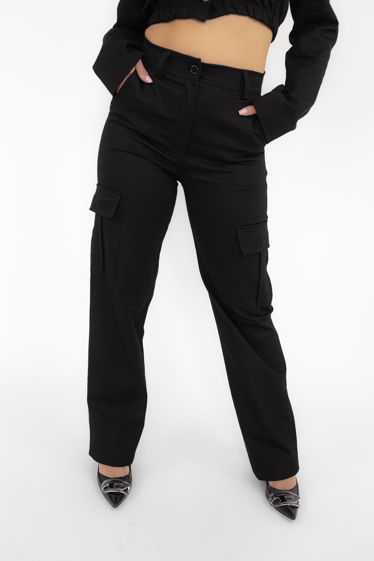 Talia Stretch Cargo Pants BLACK