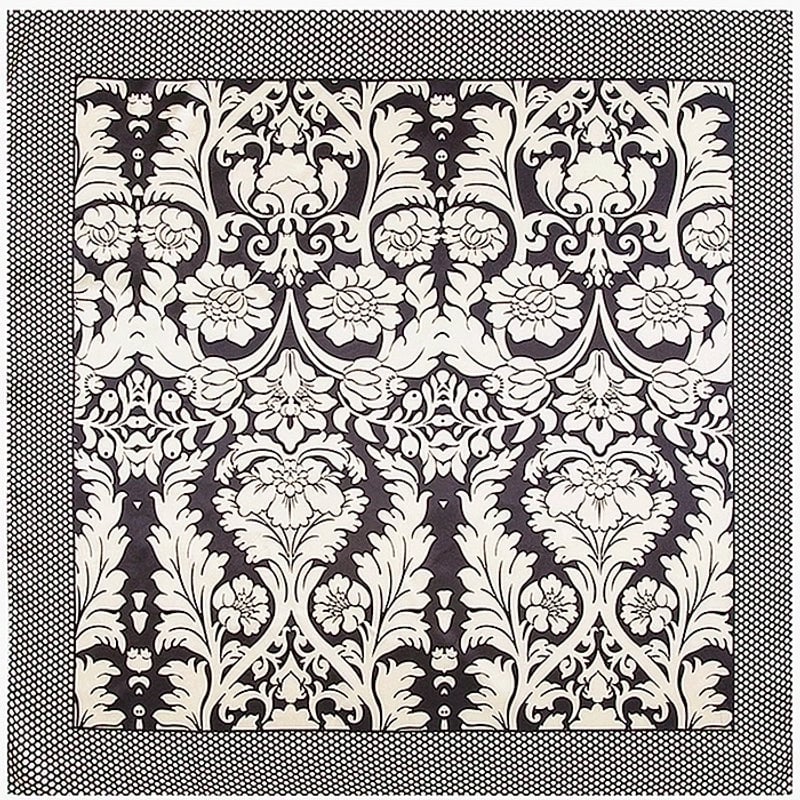Silk Chain Carriage Oil Painting Flowers Ladies 90cm Square Scarf