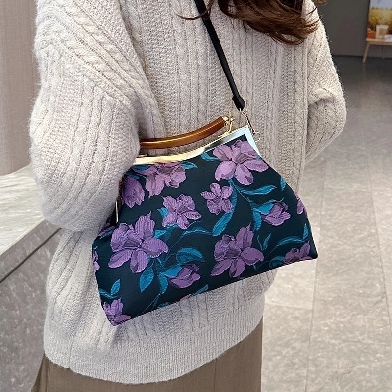 Pink Purple Yellow Flower Sewing Thread Shell Sewing Evening Bags