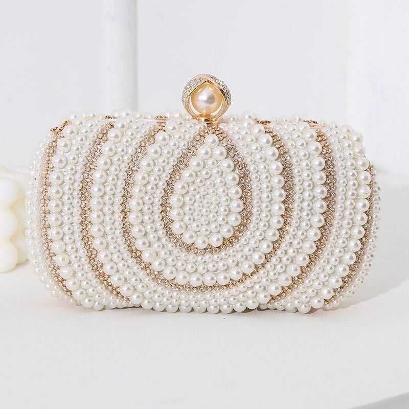 White Black Polyester Water Droplets Square Evening Bags