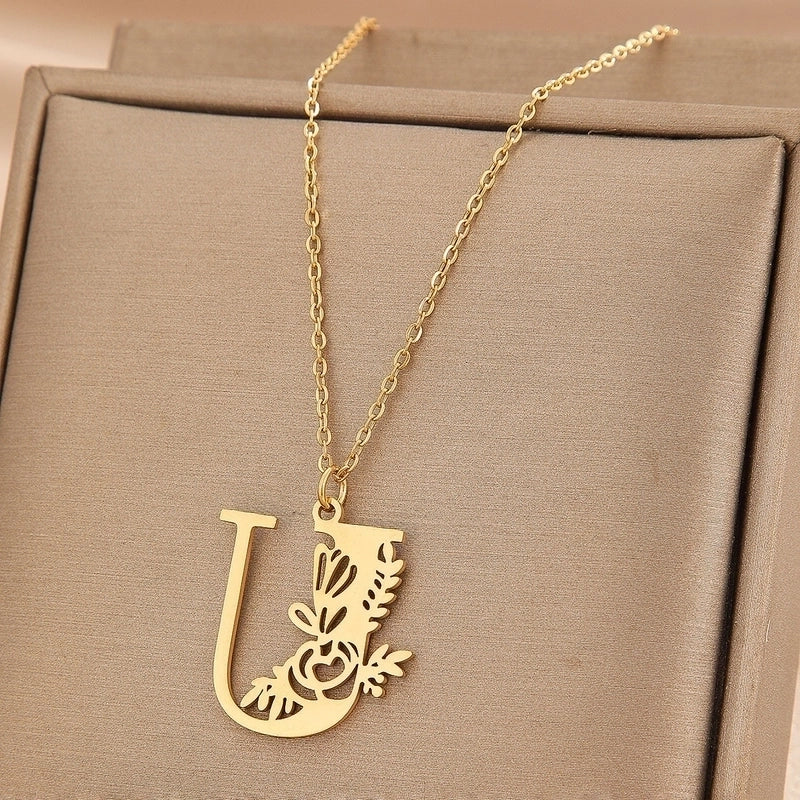 Basic Classic Style Letter Stainless Steel Plating Pendant Necklace