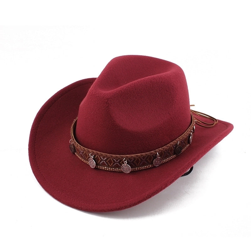 Ethnic Style Topper Hat Western Cowboy Hat Tibetan Tibetan Performance Hat Woolen Hat Central Retro Woolen Hat