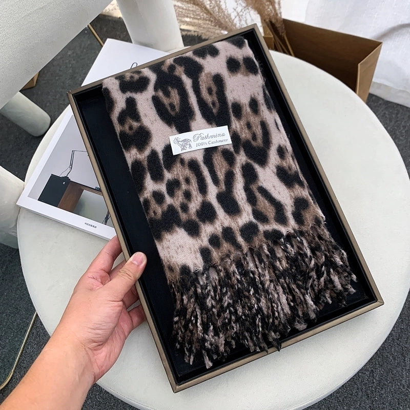 Women's IG Style Casual Leopard Imitation Cashmere Polyester Printing Scarf