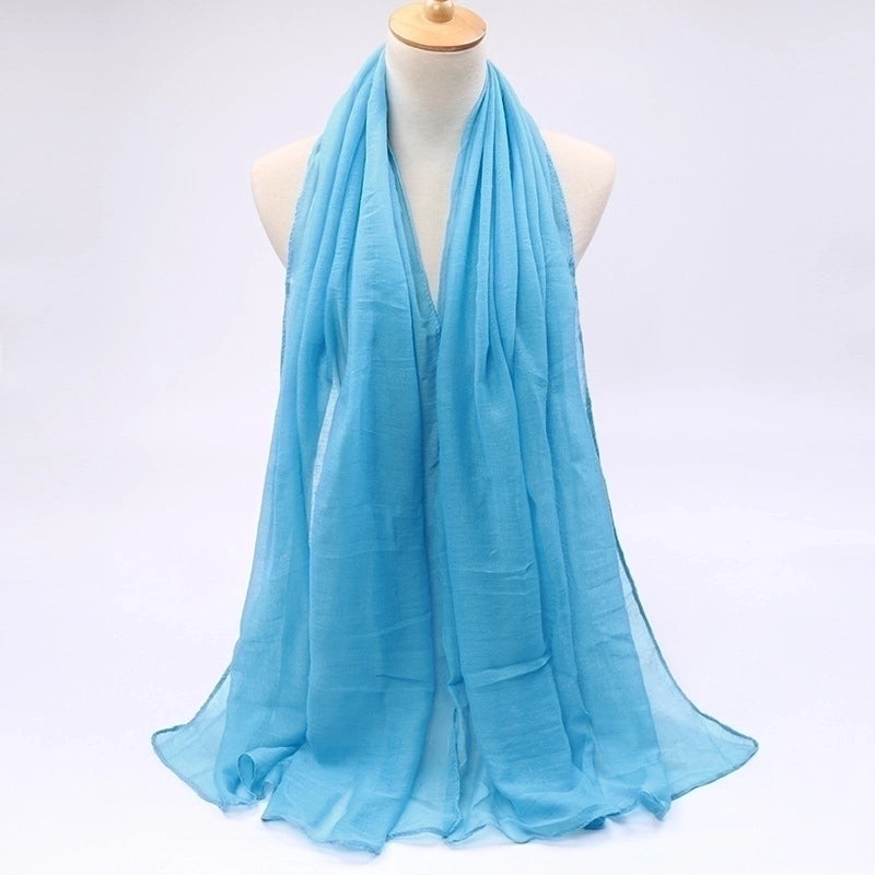 Women's Minimalist Solid Color Voile Sewing Cotton Linen Scarves