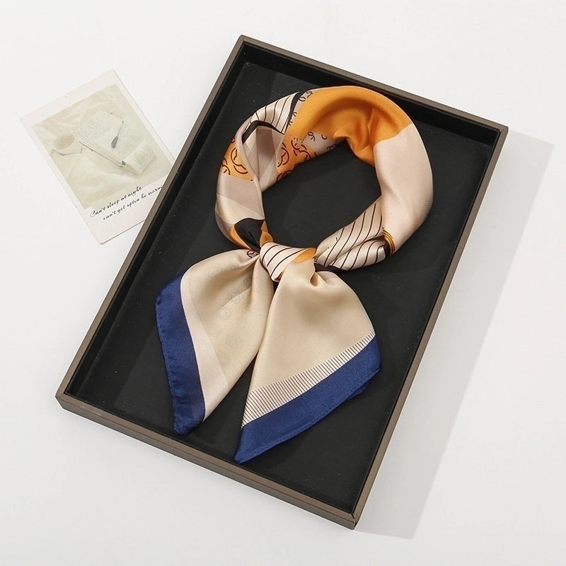 Women's Pastoral Minimalist Moon Tree Satin Printing Silk Scarf Bandanas