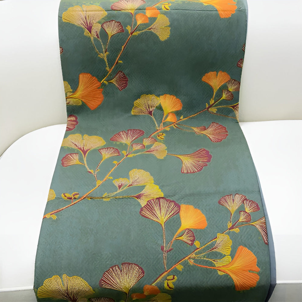 Jacquard Floral Ginkgo Leaves Reversible Coverlet