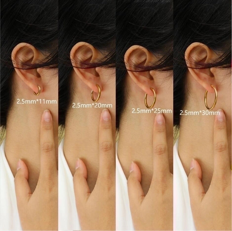 1 Pair Minimalist Solid Color Plating 304 Stainless Steel Hoop Earrings