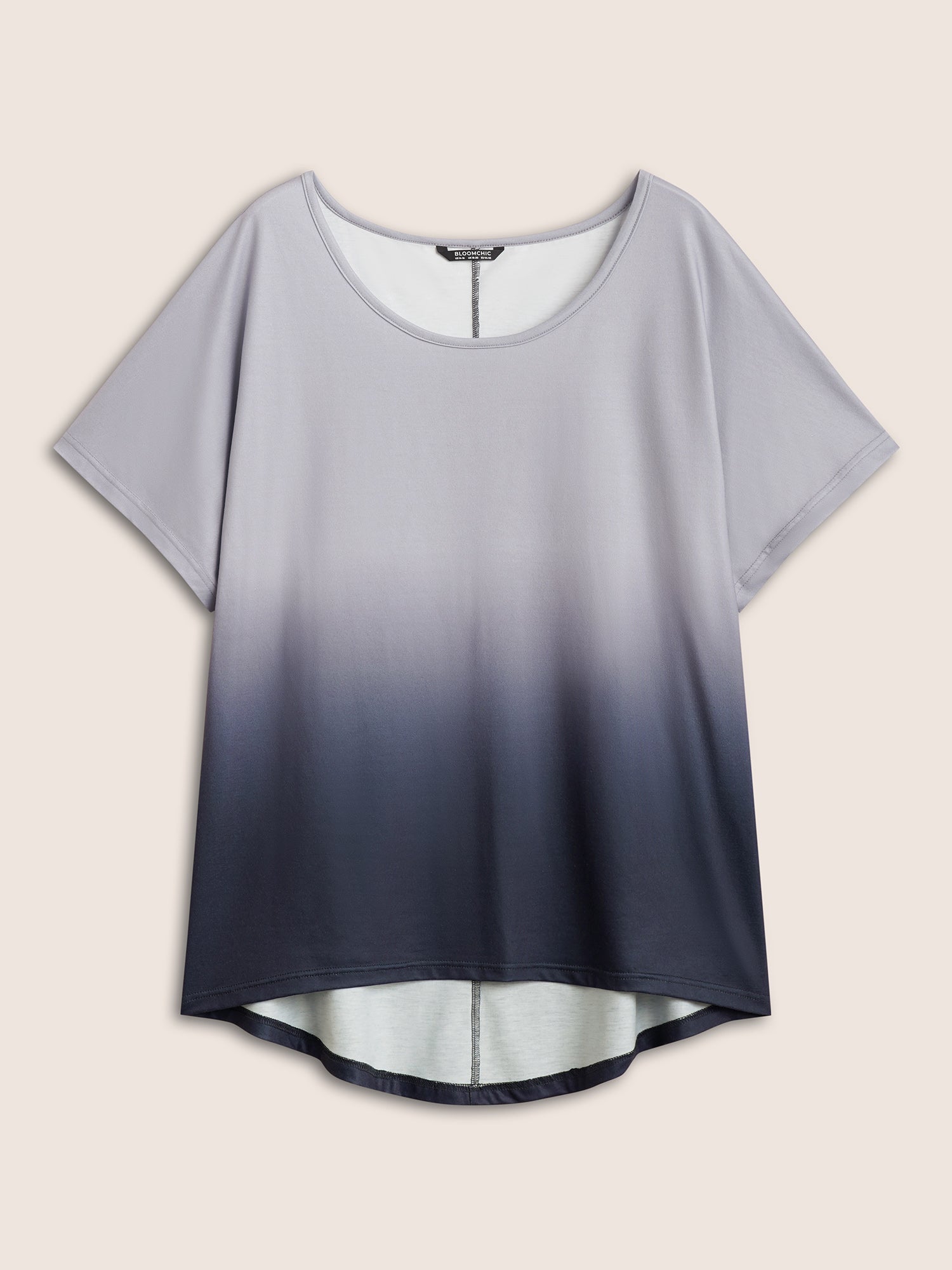 Ombre Round Neck Batwing Sleeve T-shirt