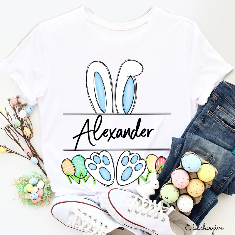 Personalized Name Easter Bunny Teacher T-Shirt