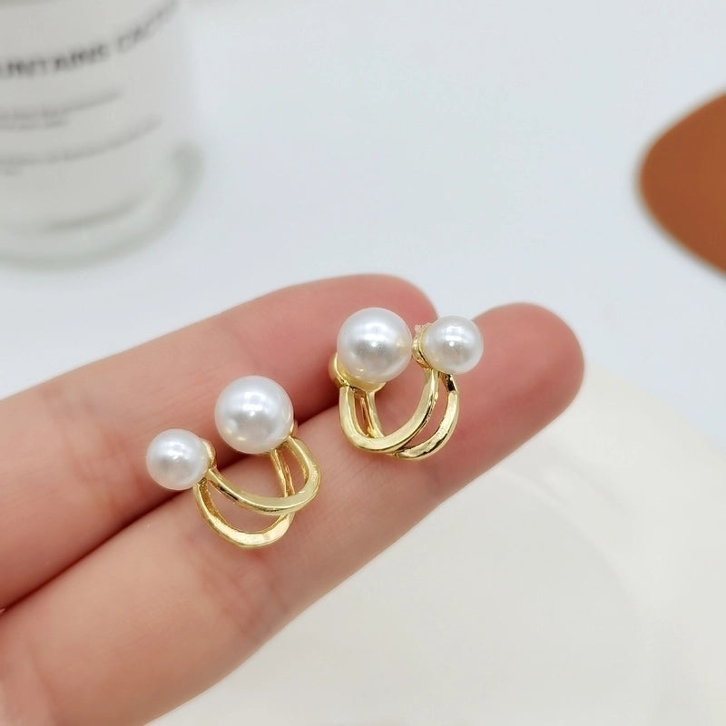 Minimalist Heart Shape Flower Resin Inlay Artificial Pearls Rhinestones Drop Earrings 1 Pair