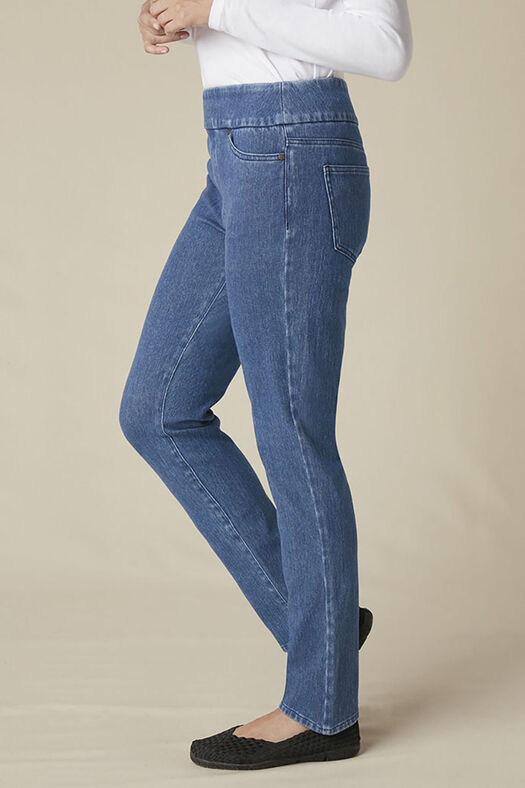 Knit Denim Slim-Leg Jeans