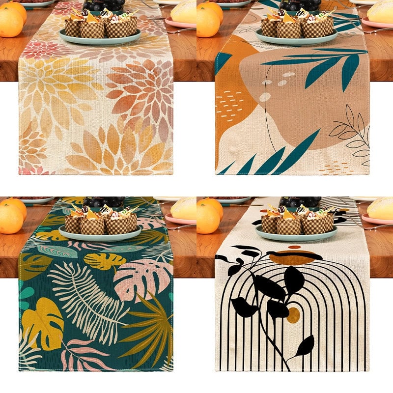 Elegant Classical Leaf Linen Tablecloths