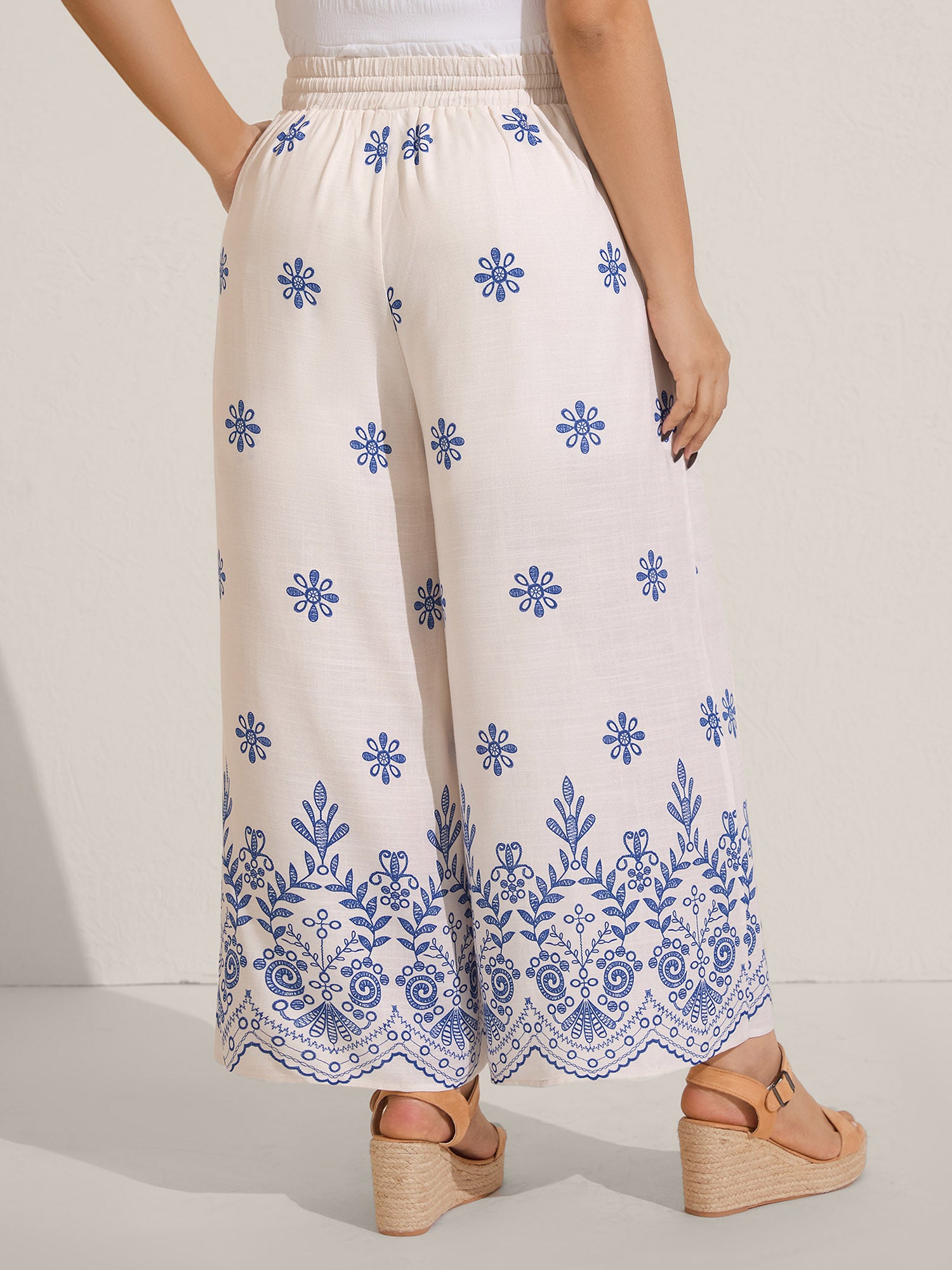 Floral Print Wide-Leg Pants
