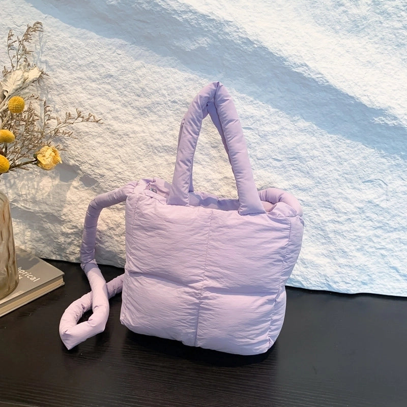 Women's Medium Oxford Cloth Solid Color Classic Style Square Zipper Handbag Crossbody Bag