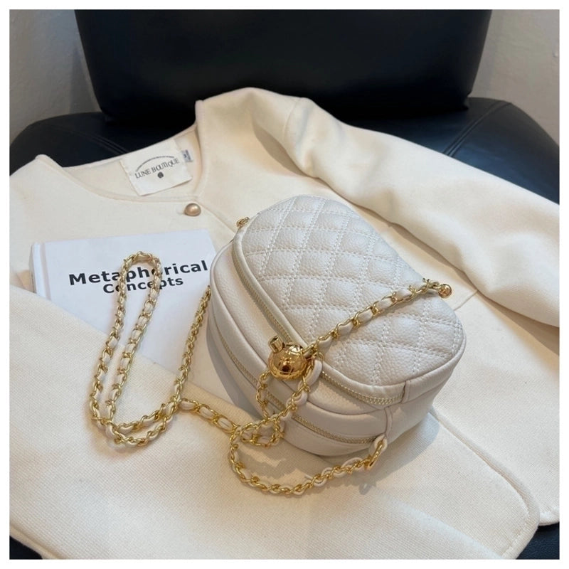 Women's Medium Pu Leather Solid Color Streetwear Oval Zipper Cloud Shape Bag