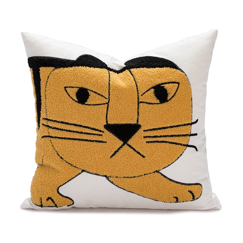 Retro Abstract Painting Tiger Cotton Plush Pillow Cases