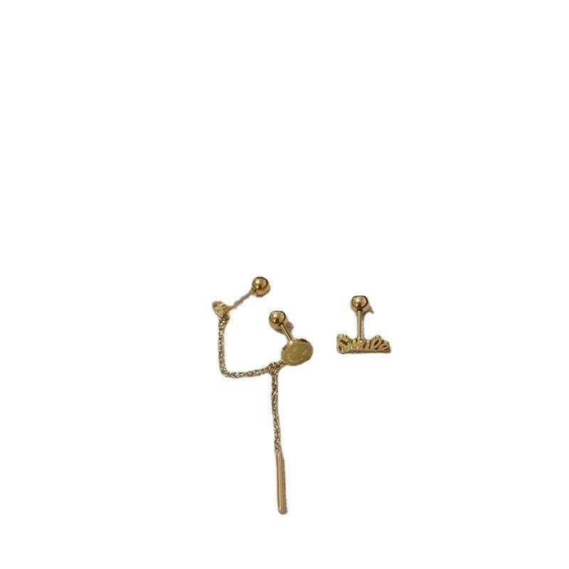 Fashion Round Heart Shape Titanium Steel Tassel Plating Inlay Zircon Ear Studs 1 Pair