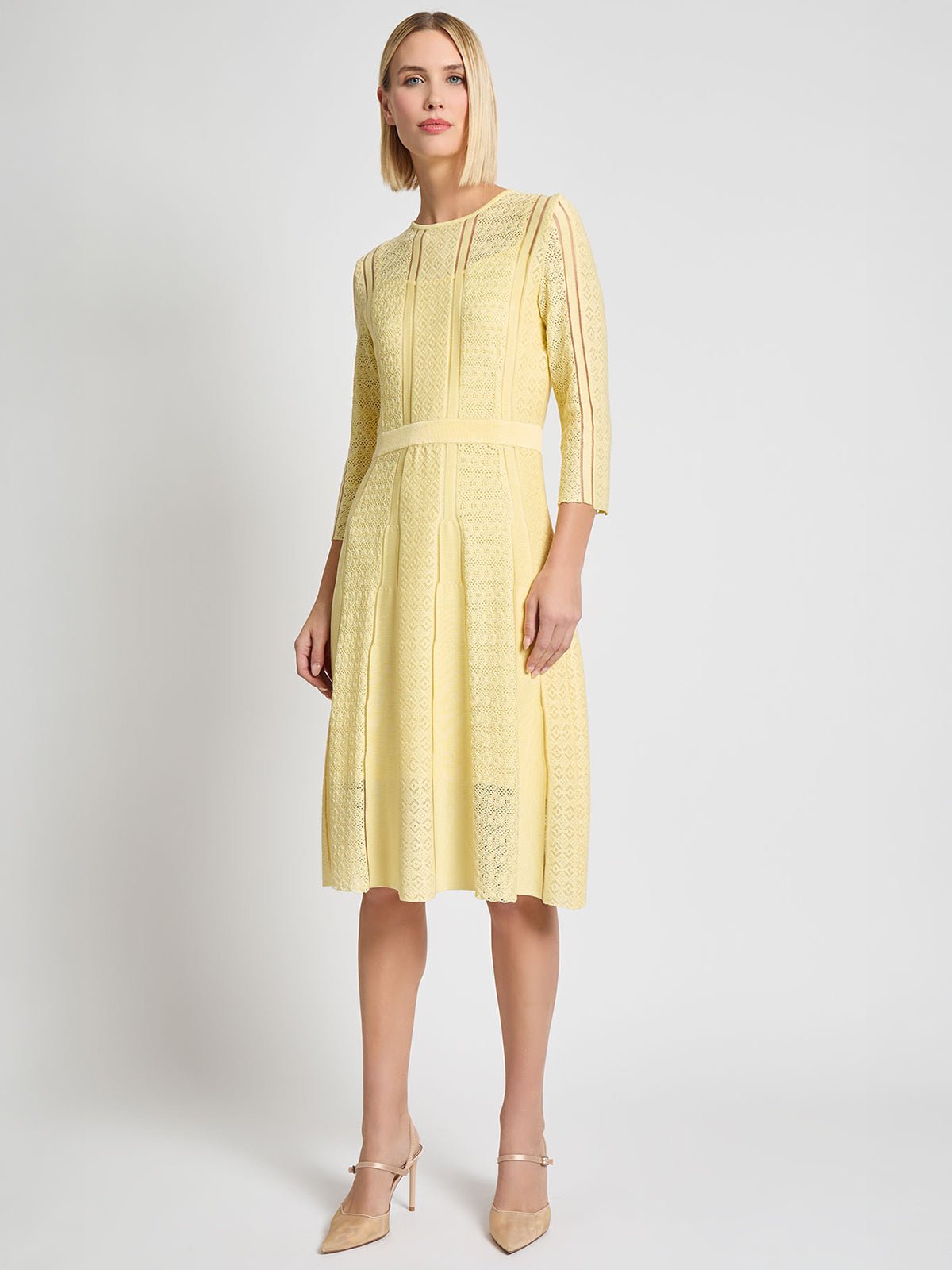 A-Line Diamond Pointelle Knit Dress - Modern Fit