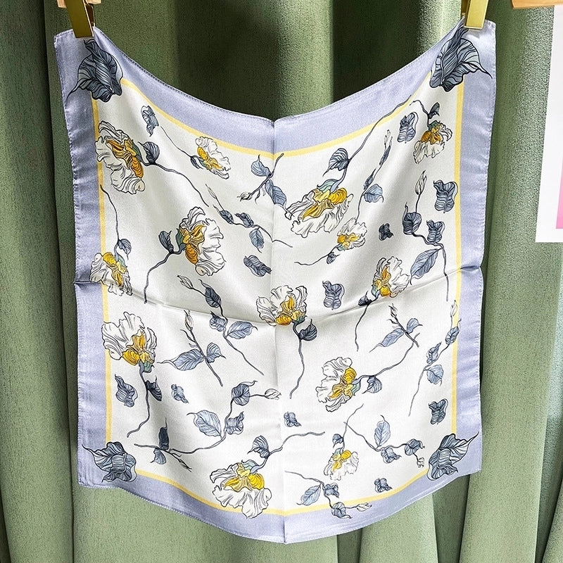 Women's Elegant Color Block Silk Printing Silk Scarf